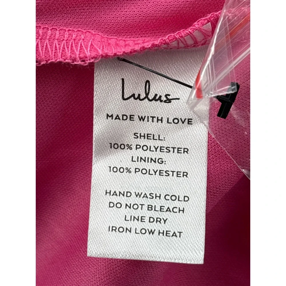 Lulus Cute Praise‎ Hot Pink Plisse Satin Faux-Wrap Mini Skort NWT Large Fuchsia